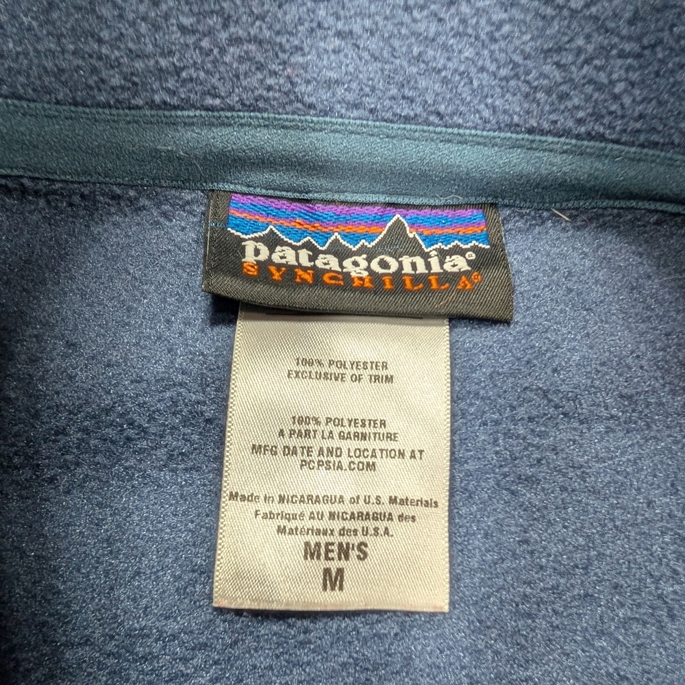 Patagonia Vest Jacket Mens M Blue Synchilla Fleece Full Zip Outdoor Casual - Picture 4 of 8